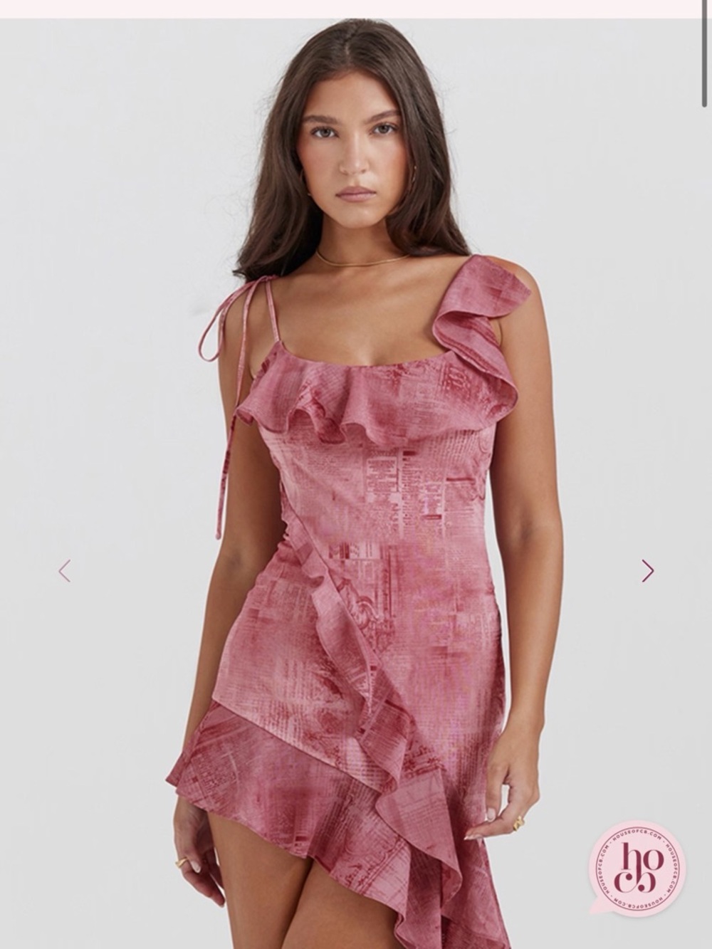 HOUSE OF CB Ruffled Pink Slip Dress
